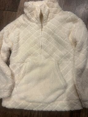 SHEIN Cream Plush Half-Zip Fleece Pullover